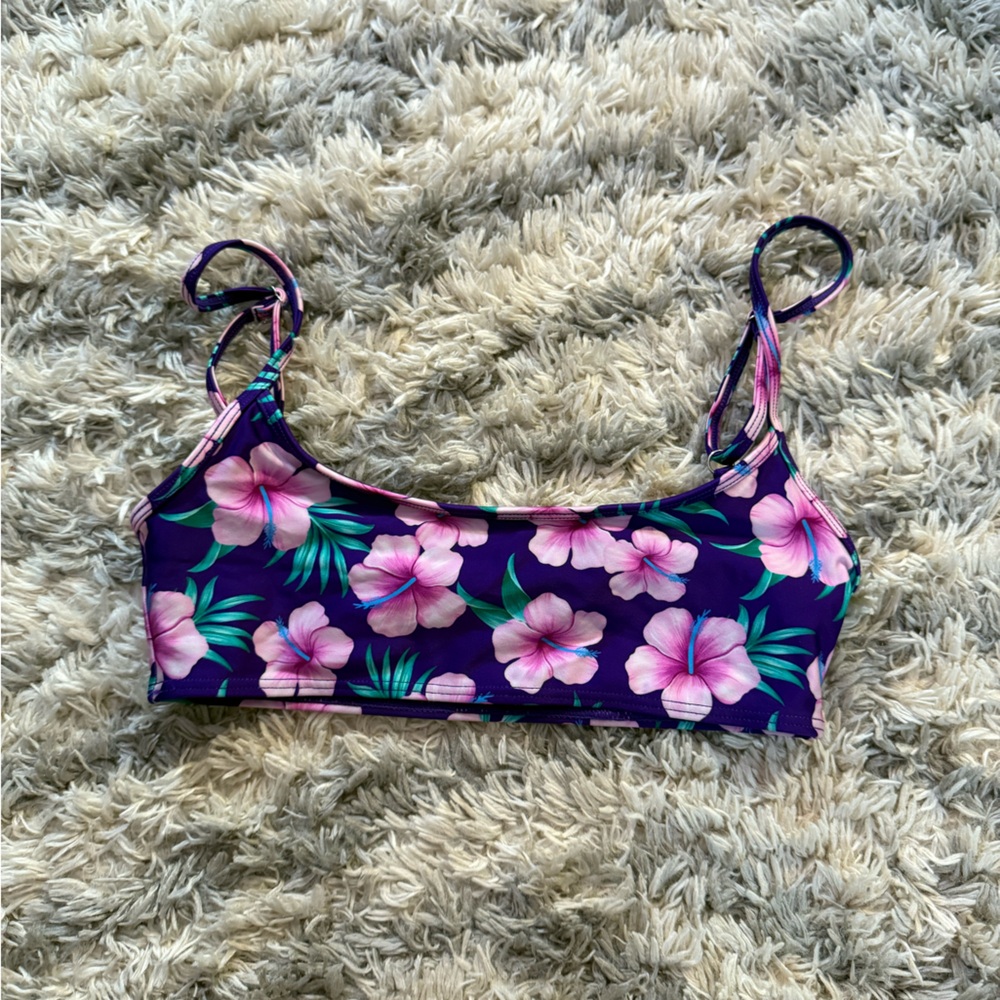 Frankie's Bikinis Purple Hibiscus Bikini Top
